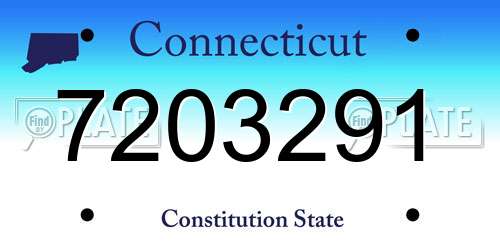 7203291 Connecticut License Plate