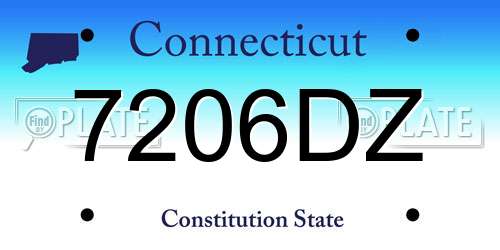 7206DZ Connecticut License Plate