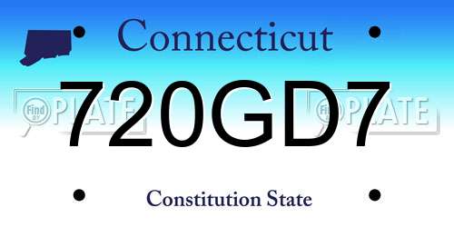 720GD7 Connecticut License Plate