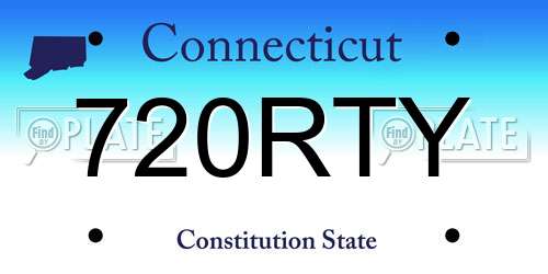 720RTY Connecticut License Plate