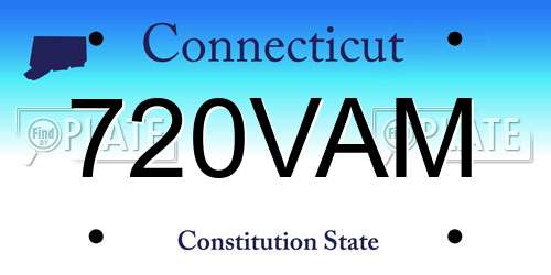 720VAM Connecticut License Plate