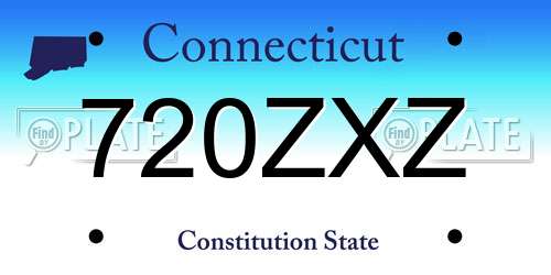 720ZXZ Connecticut License Plate