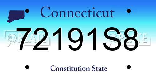 72191S8 Connecticut License Plate