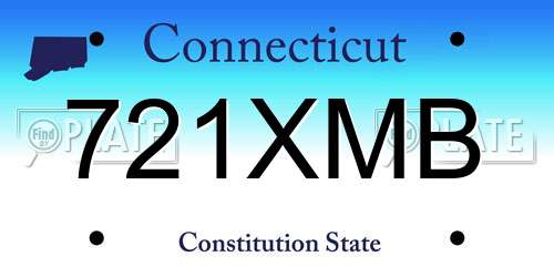 721XMB Connecticut License Plate