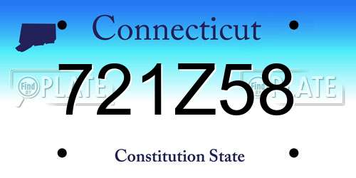 721Z58 Connecticut License Plate