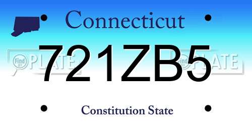 721ZB5 Connecticut License Plate