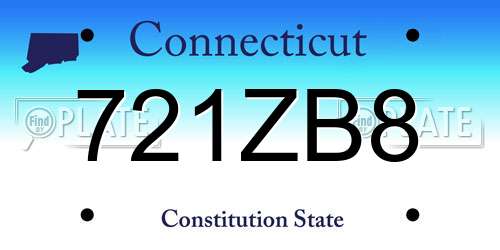 721ZB8 Connecticut License Plate