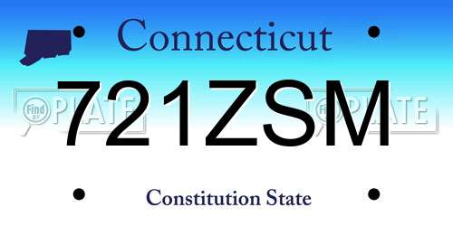 721ZSM Connecticut License Plate