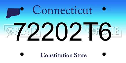 72202T6 Connecticut License Plate