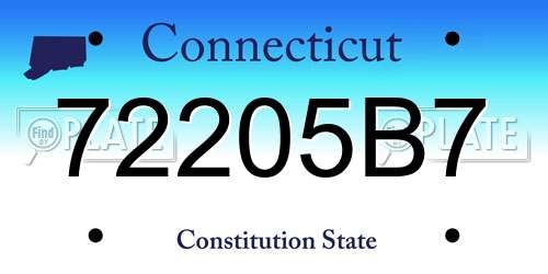 72205B7 Connecticut License Plate