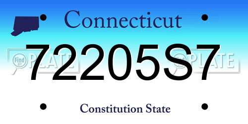 72205S7 Connecticut License Plate