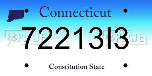 72213I3 Connecticut License Plate