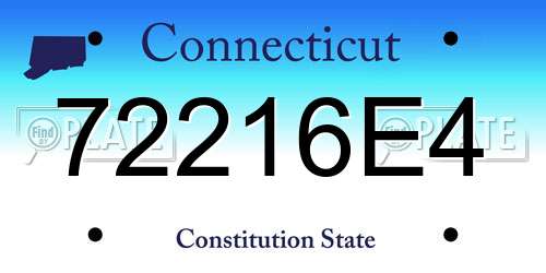 72216E4 Connecticut License Plate