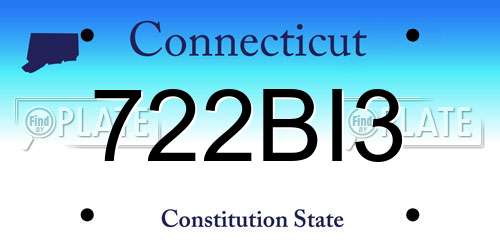 722BI3 Connecticut License Plate