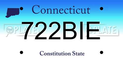 722BIE Connecticut License Plate