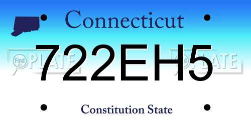 722EH5 Connecticut License Plate
