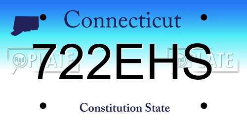 722EHS Connecticut License Plate
