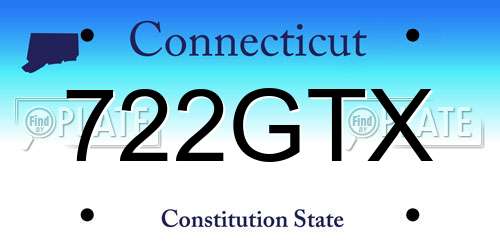 722GTX Connecticut License Plate
