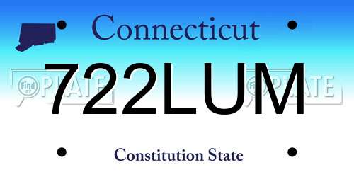 722LUM Connecticut License Plate