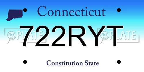 722RYT Connecticut License Plate