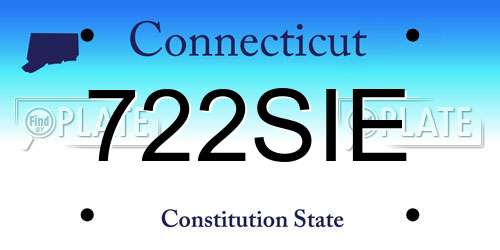 722SIE Connecticut License Plate