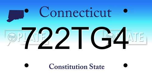 722TG4 Connecticut License Plate