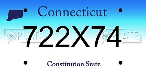 722X74 Connecticut License Plate