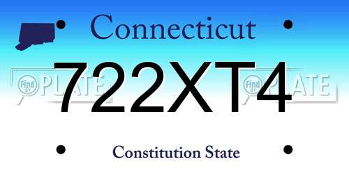 722XT4 Connecticut License Plate