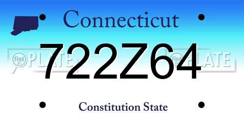 722Z64 Connecticut License Plate