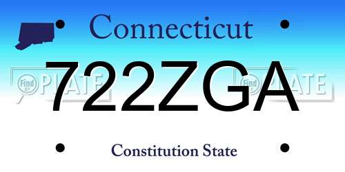 722ZGA Connecticut License Plate
