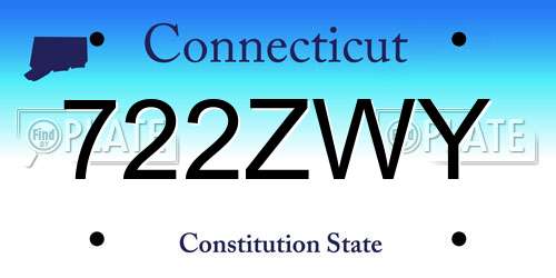 722ZWY Connecticut License Plate