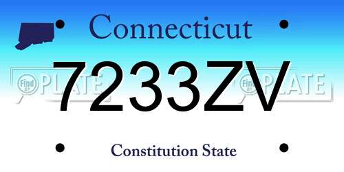7233ZV Connecticut License Plate
