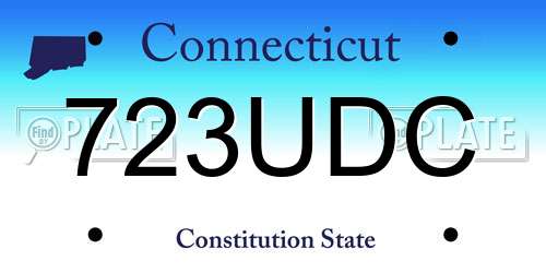 723UDC Connecticut License Plate