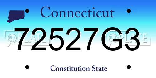72527G3 Connecticut License Plate
