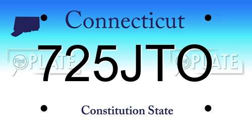725JTO Connecticut License Plate