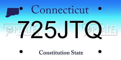 725JTQ Connecticut License Plate