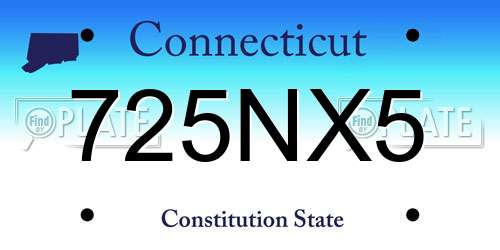 725NX5 Connecticut License Plate