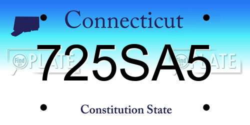 725SA5 Connecticut License Plate