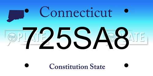 725SA8 Connecticut License Plate