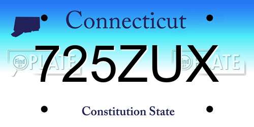 725ZUX Connecticut License Plate