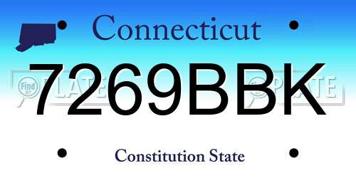 7269BBK Connecticut License Plate