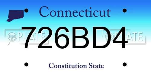 726BD4 Connecticut License Plate