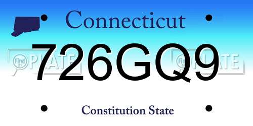 726GQ9 Connecticut License Plate