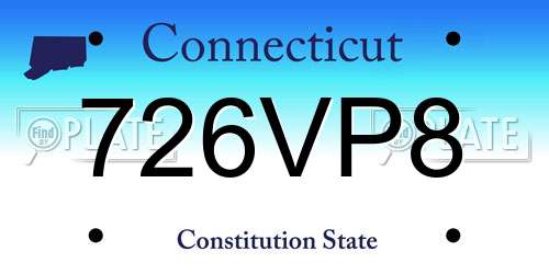 726VP8 Connecticut License Plate