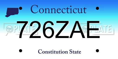 726ZAE Connecticut License Plate