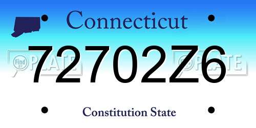 72702Z6 Connecticut License Plate