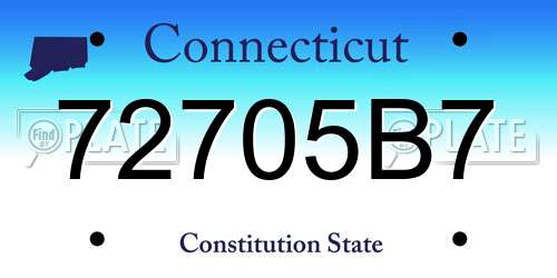 72705B7 Connecticut License Plate