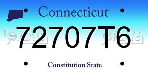 72707T6 Connecticut License Plate