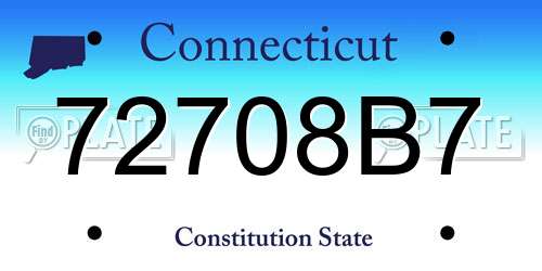 72708B7 Connecticut License Plate