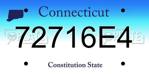 72716E4 Connecticut License Plate